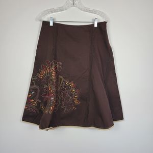 Think Tank Women's Size 6 Brown Skirt Embroidery